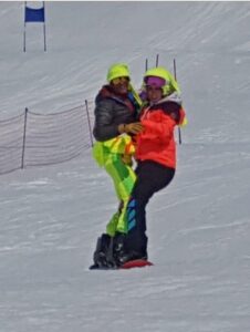 Tandem Snowboarders