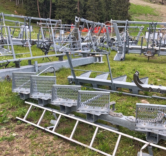 Dismantled Arpettaz chairlift pylon gantries in Sainte Foy