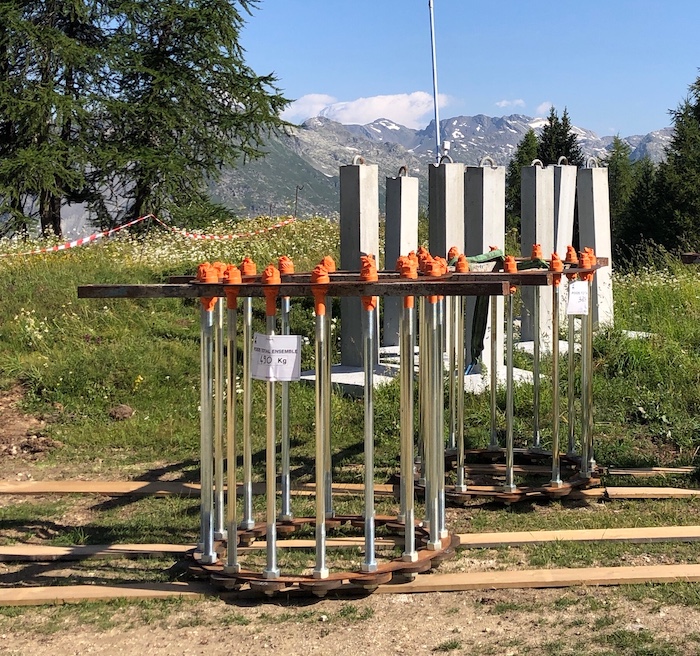 New chairlift foundations in Sainte Foy