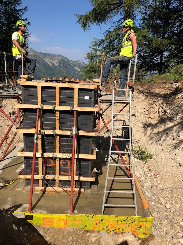 New chairlift foundations in Sainte Foy