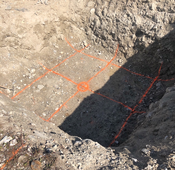 Hole for new chairlift foundations in Sainte Foy