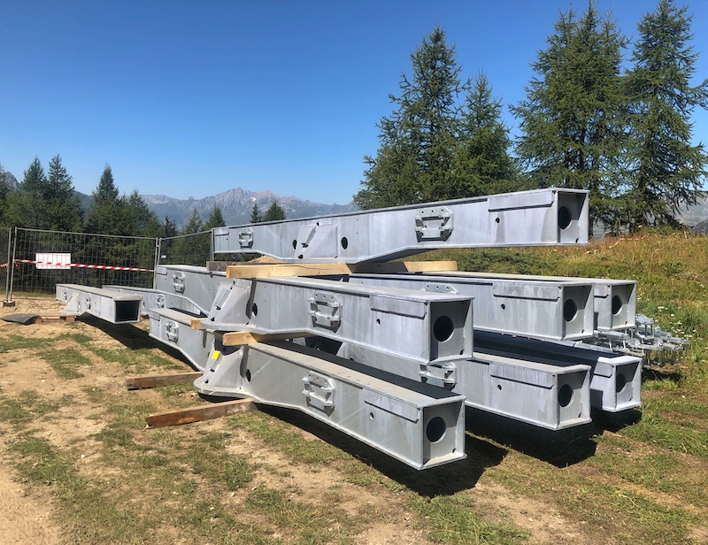 Cross Frames for Pylons on new Arpettaz Chairlift in Sainte Foy