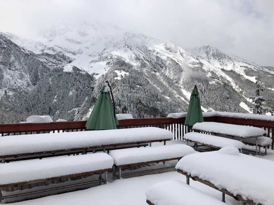 The terrace at 1580m in Sainte Foy