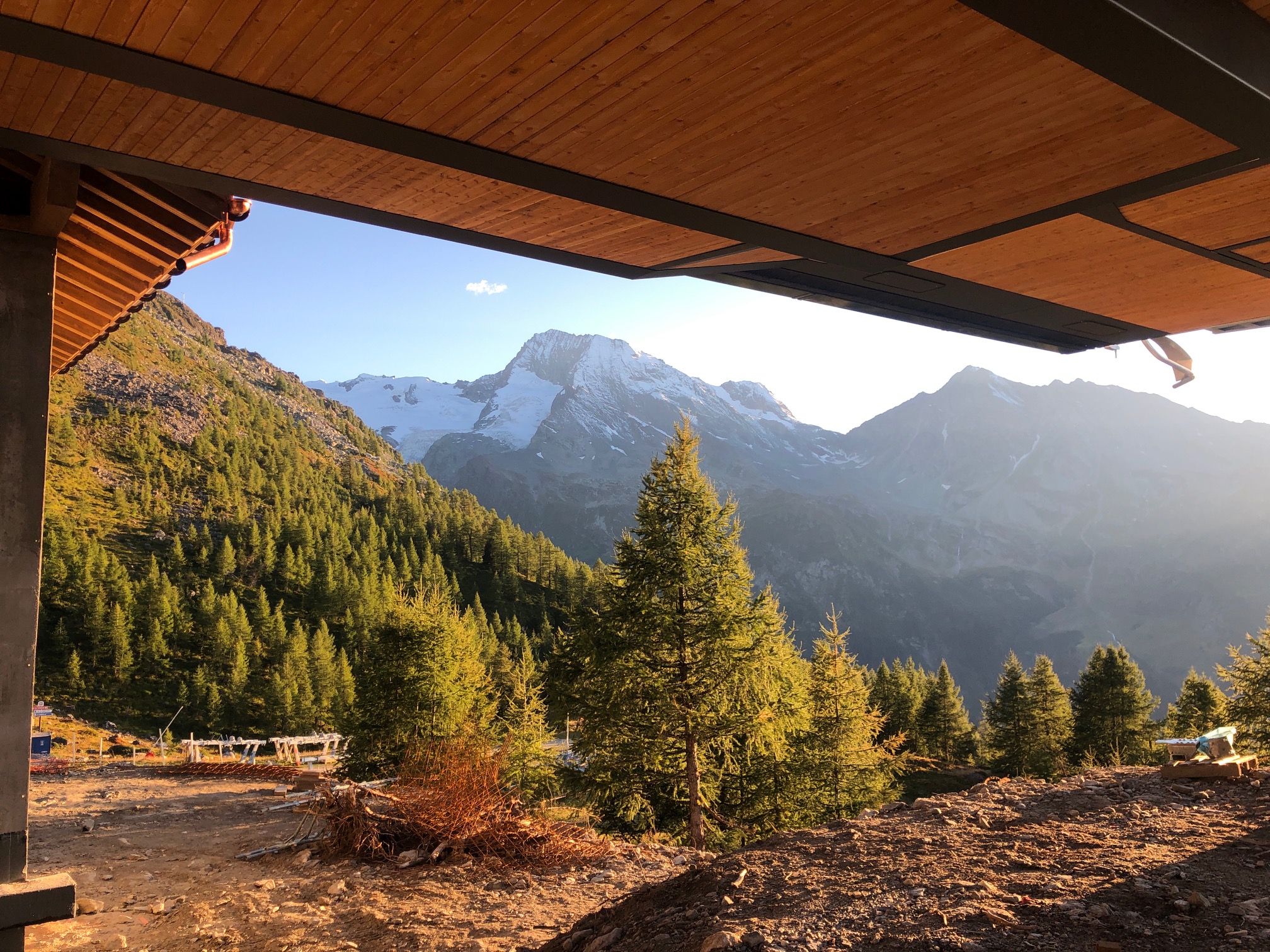 View from the arrival station of the new Arpettaz chairlift in Sainte Foy