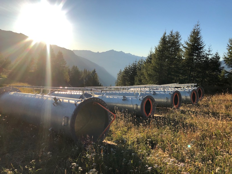 Pylons ready for transporting into position for the new Arpettaz chairlift in Sainte Foy