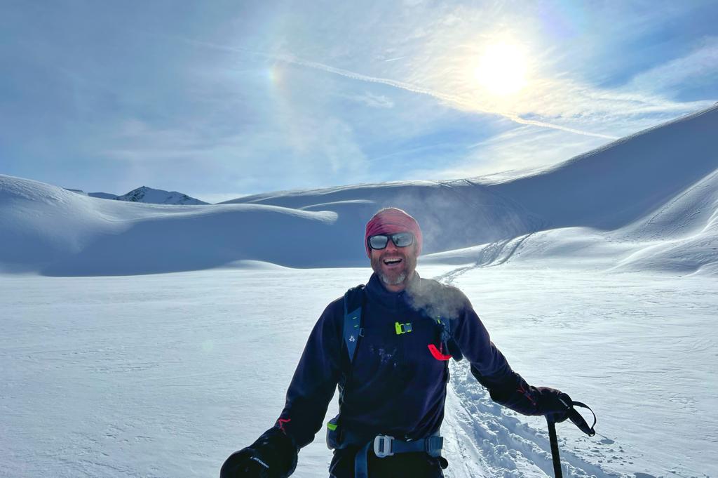 Crossing Lac Blanc in Sainte-Foy backcountry