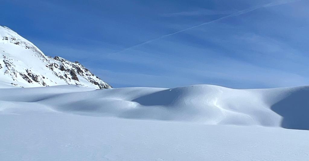 Snow mounds in Sainte-Foy backcountry